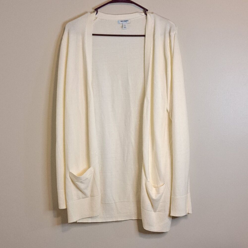 Old Navy Open Front Cardigan | Women's Large | Sea Salt Cream | Pockets